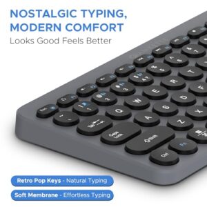 Amkette Optimus BT 4 in 1 Wireless Keyboard 2.4 GHz & Bluetooth 5.0 Connectivity with 3 Bluetooth and 1 USB Device, Compact Bluetooth Keyboard, On/Off Switch, Silent Keys,...