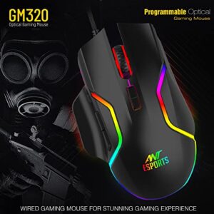 Ant Esports GM320 RGB Optical Wired Gaming Mouse | 8 Programmable Buttons | 12800 DPI