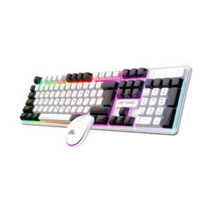 Ant Esports KM1610 LED Keyboard and Mouse Combo, 104 Keys Rainbow Backlit Keyboard and 7 Colour RGB Mouse, White Gaming Keyboard and Mouse Combo for PC Laptop Xbox PS4 Gamers...