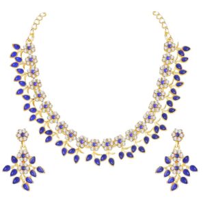 Atasi International Crystal Necklace Jewellery Set with Earrings | Best Suited for Party, Wedding, and Festive Occasions for Women