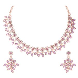 Atasi International Crystal Necklace Jewellery Set with Earrings | Best Suited for Party, Wedding, and Festive Occasions for Women