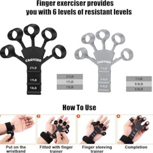 CAGVIZO 2 Pcs Adjustable Finger Exerciser| Hand Gripper Strengthener| Used to Exercise Finger Strength| Flexibility and Physical Recovery of Hands| Forearm Strengthener (GREY...