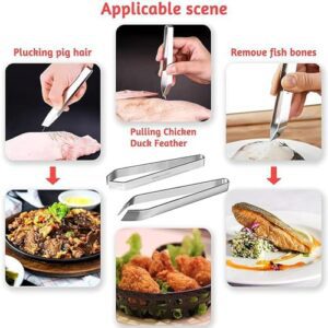 CALANDIS® 2x Garlic Peeler Manual Precision Pliers Cooking Tweezers Fish Bone Tweezers | 2 Fish Bone Tweezers