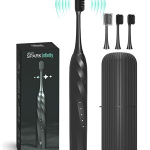 Caresmith SPARK Infinity Electric Toothbrush | 3 Brush Heads & Travel Case | 5 Operational Modes | Electric Brush for Adult | Black,Smart Toothbrush