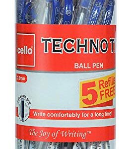 Cello Technotip Ball Pen | Blue Ball Pens | Jar of 25 Units | Ball Pens for Students | Ball Point Pen Set | Writing Pens for School and Office Use Pens