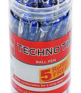 Cello Technotip Ball Pen | Blue Ball Pens | Jar of 25 Units | Ball Pens for Students | Ball Point Pen Set | Writing Pens for School and Office Use Pens