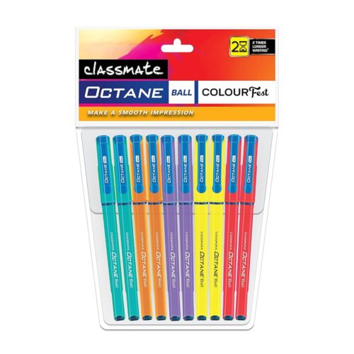 Classmate Octane Colour Fest- Blue Ball Pens (Pack of 10) | Smooth & Fast Writing Ball Pens | Attractive Body Colours|Comfortable to Hold & Write|School & Office Stationery|Work...