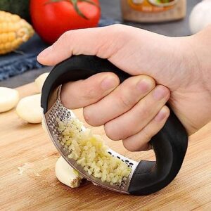 DClub Garlic Press Stainless Steel Mincer Crusher with Silicone Garlic Peeler Roller Tube Set Odorfree Kitchen Tool Easy to Clean Dishwasher Safe. (2)