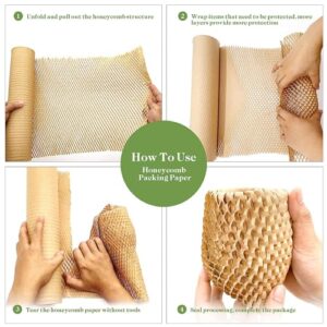 Eco Sarras Brown Honeycomb Packaging Paper Roll For Cushioning Wrap Expandable,Packaging Sustainable,Recyclable & Reusable Paper Bubble Wrap For Gifts,Products & Candles (15...