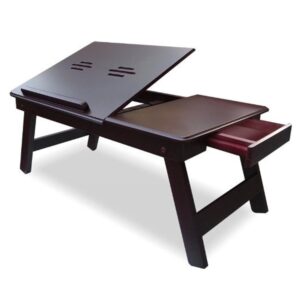 Ereteken ART Wooden Laptop Table, Study Table, Multipurpose Table with Foldable Legs Brown