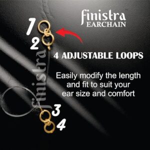 finistra® Gold Plated Transparent, Stretchable, Adjustable, Lightweighted Ear Chain for Heavy Earrings – Comfortable Ear Support for Women & Girls (PAIR OF 2) with FREE...