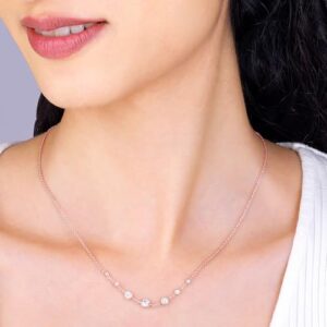 GIVA 925 Silver Rose Gold Zircon Studded Necklace | Gifts for Women & Girls