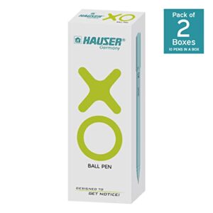 Hauser XO 0.7mm Ball Pen Box Pack | Sleek Body & Minimalistic Design | Matt Finish & Solid Body Type | Low Viscosity Ink With Ultra Durable Tip | Blue Ink, Pack of 20 Pens