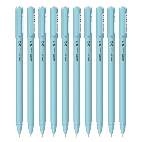 Hauser XO 0.7mm Ball Pen Box Pack | Sleek Body & Minimalistic Design | Matt Finish & Solid Body Type | Low Viscosity Ink With Ultra Durable Tip | Blue Ink, Pack of 20 Pens