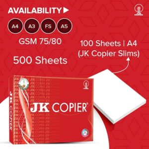 JK Copier Paper 75GSM A4, 1 Ream (500Sheets)