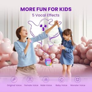 Kidara™ 2025 New Karaoke Machine for Kids with 2 Two Wireless Mics 4-12 Years Toys Gifts for Girls Boys Ages 4, 5, 6, 7, 8, 9, 10, 12 +Year Birthday Double Mic (Multicolor)