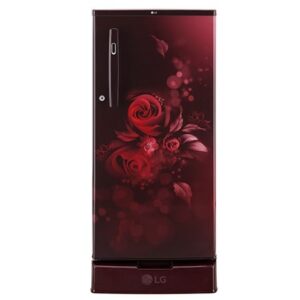 LG 185L, 4 Star, Smart Inverter Compressor, Smart Connect, With Base Stand Drawer, Scarlet Euphoria Finish, Direct Cool Single Door Refrigerator