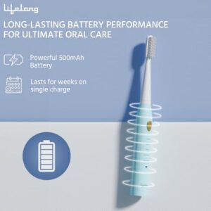 Lifelong Rechargeable Toothbrush for Adults - Smart Brush with 5 Cleaning Modes & Smart Auto Shut-Off - Waterproof Electronic Toothbrush with 2 Electric Heads, 500mAh...