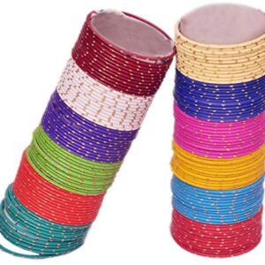 NMII Stylish Multi colour Metal Bangles set for women and Girls with Zari and Cutting Design | Fancy Multicolour Bangles for women | Metal Chudi Set For Women | Women's Bangles