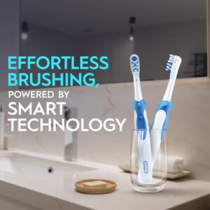 Oral B Cross Action AA Battery Electric Toothbrush for Adults, 90 Day Battery, 2 Year Warranty by Oral-B, IPX7 Water Resistant, Soft Crisscross Bristles (Blue, 1)