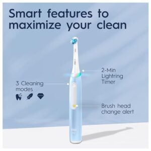 Oral B iO3 Ultimate Electric Toothbrush for Adults, 3 Smart Modes, Pressure Sensor, IPX7 Water resistant, Round Brush Head (Blue)