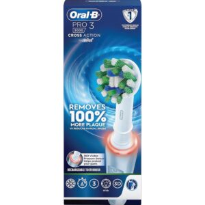 Oral B Pro 3 Rechargeable Rotating Electric Toothbrush for Adults, 3 Cleaning Modes with Pressure Sensor, 3D Brushing Action, 2 Min Timer with Quadpacer, 2 Year Warranty, IPX7...