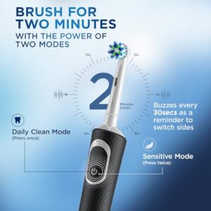 Oral B Vitality Rechargeable Rotating Electric Toothbrush for Adults, 2 Brushing Modes (Daily & Sensitive), 2 Min Timer with Quadpacer, 2 Year Warranty by Oral-B, IPX7 Water...