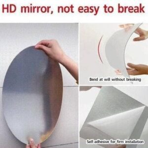 Oval Shape Adhesive Mirror Sticker for Wall on Tiles Bathroom Bedroom Living Room Basin Mirror Bathroom Wall Mirror Stickers Unbreakable Plastic Wall Mirror 20 * 30 (1) (0)