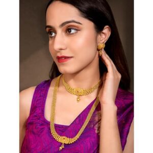 Peora Traditional Gold Plated Maharani Haar Bridal Jewellery Set Gift for Women