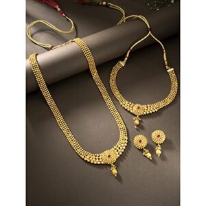 Peora Traditional Gold Plated Maharani Haar Bridal Jewellery Set Gift for Women