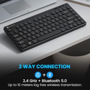 Portronics Bubble Multimedia Wireless Keyboard 2.4 GHz & Bluetooth 5.0 Connectivity, Noiseless Experience, Compact Size for iOS iPad Air, Pro, Mini, Android, Windows Tablets PC...