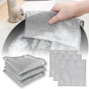 PROXISM Non-Scratch Dish Wash Cloth (Pack of 6), Steel Wire Dish Cloth, Wire Dishwashing Rags for Wet and Dry Stainless Steel Scrubber Non-Scratch Wire Dishcloth for Washing...