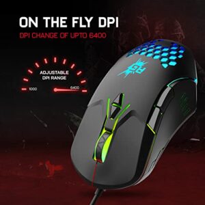 Redgear A-15 Wired Gaming Mouse with Upto 6400 DPI, RGB & Driver Customization for PC(Black)