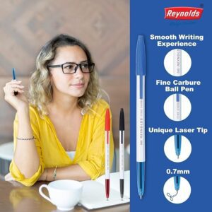 Reynolds 045 - BLUE (PACK OF 10) I Lightweight Ball Pen With Comfortable Grip for Extra Smooth Writing I School and Office Stationery | 0.7mm Tip Size