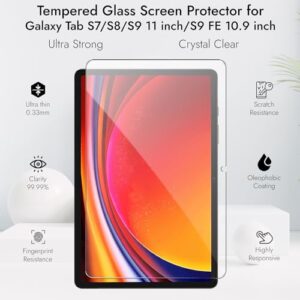 Robustrion Tempered Glass Screen Protector for Samsung Galaxy Tab S9 FE/Tab S9 / S8 / S7 11 inch Tempered Glass Screen Guard for Samsung S9 FE 10.9 inch / S9 / S8 / S7 11 inch...