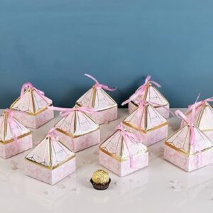 SATYAM KRAFT 20 Pcs Small Mini Decorative diamond shape paper Folding Storage Box for valentine, Return Gift, Birthday,Wedding,Gift Boxes with Ribbon, Perfect for Packing...