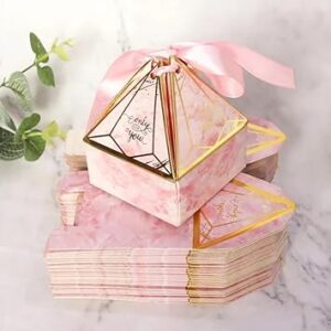 SATYAM KRAFT 20 Pcs Small Mini Decorative diamond shape paper Folding Storage Box for valentine, Return Gift, Birthday,Wedding,Gift Boxes with Ribbon, Perfect for Packing...