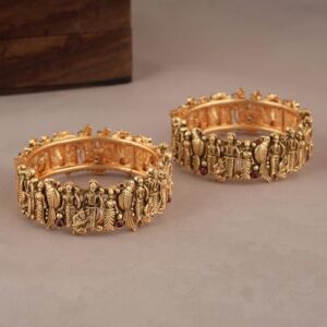 Shining Diva Fashion 18k Gold Plated Lord Ram Sita Bangles for Women | Set of 2 Bangles Set | Latest Stylish Traditional Kada Bangles | Just Like Real Gold Jewellery | Ram...