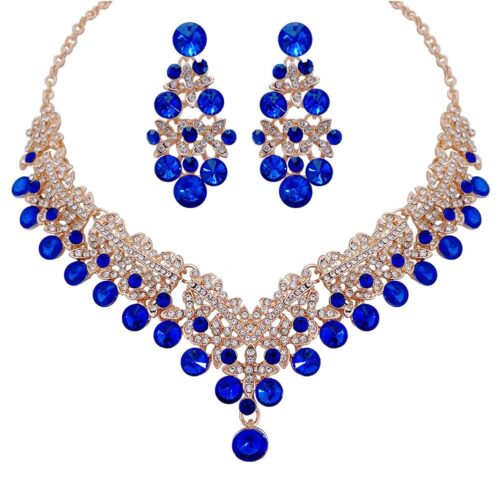 Shining Diva Fashion Latest Stylish Design Fancy Wedding Party Crystal Diamonds Necklace Jewellery Set for Women