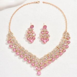 Shining Diva Fashion Latest Stylish Design Fancy Wedding Party Crystal Diamonds Necklace Jewellery Set for Women