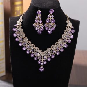 Shining Diva Fashion Latest Stylish Design Fancy Wedding Party Crystal Diamonds Necklace Jewellery Set for Women