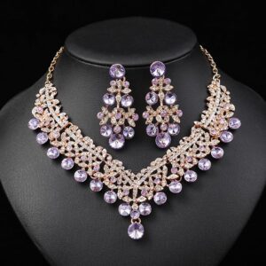 Shining Diva Fashion Latest Stylish Design Fancy Wedding Party Crystal Diamonds Necklace Jewellery Set for Women