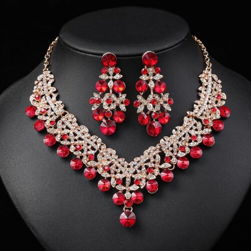 Shining Diva Fashion Latest Stylish Design Fancy Wedding Party Crystal Diamonds Necklace Jewellery Set for Women