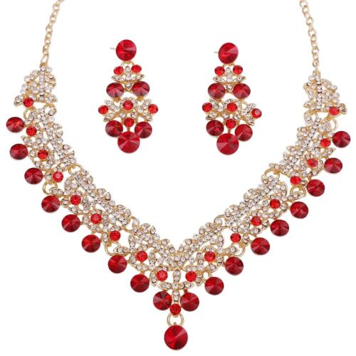 Shining Diva Fashion Latest Stylish Design Fancy Wedding Party Crystal Diamonds Necklace Jewellery Set for Women