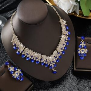 Shining Diva Fashion Latest Stylish Design Fancy Wedding Party Crystal Diamonds Necklace Jewellery Set for Women