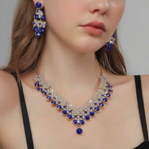 Shining Diva Fashion Latest Stylish Design Fancy Wedding Party Crystal Diamonds Necklace Jewellery Set for Women