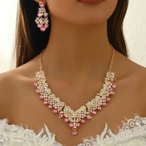 Shining Diva Fashion Latest Stylish Design Fancy Wedding Party Crystal Diamonds Necklace Jewellery Set for Women