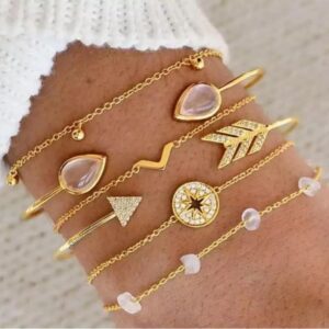 Shining Diva Fashion Latest Stylish Multilayer Gold Plated Bangle Bracelet for Women and Girls (rr14669b) Set of 6