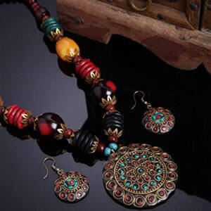 Shining Diva Fashion Latest Stylish Traditional Tibetan Pendant Necklace Jewellery Set for Women