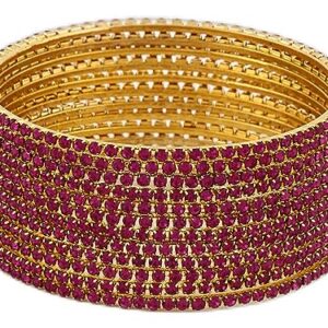 Shining Diva Fashion Set of 12 Latest Traditional Design Gold Plated Stone Bangle for Women